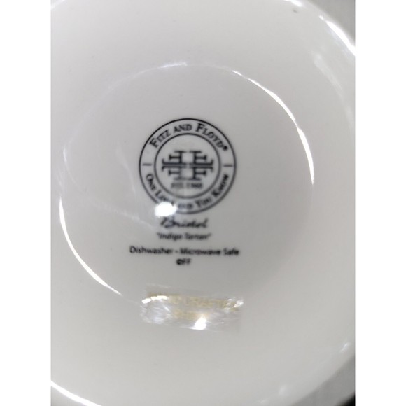 Fitz & Floyd BRISTOL Indigo Tartan Blue White Lg Mug Ceramic 4.75" h Plaid - Picture 2 of 6